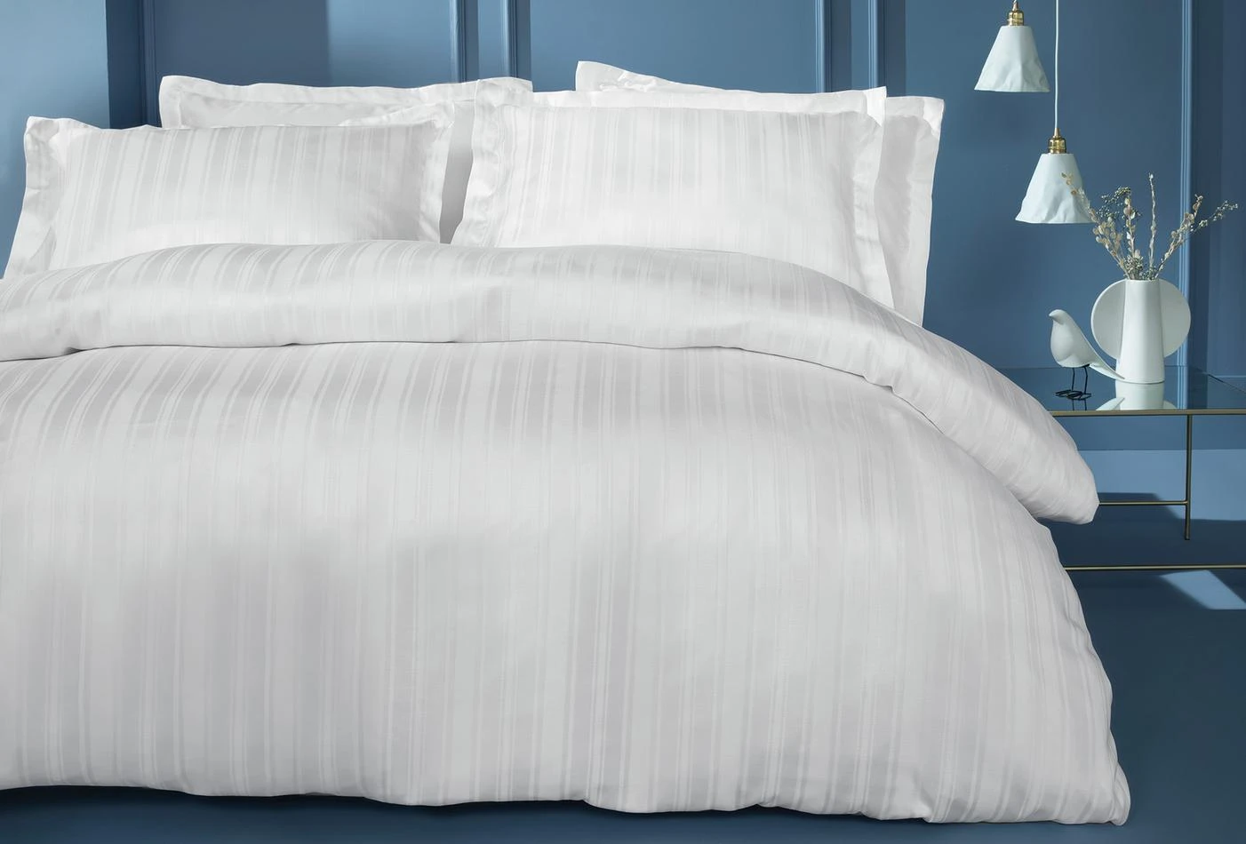 Двоен спален комплект Shelly Bamboo Sateen - White 200x220 см